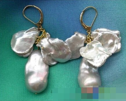 

Hot sell Noble- hot sell new - free shipping 00192 gray sheet keshi Reborn PEARL DANGLE EARRING