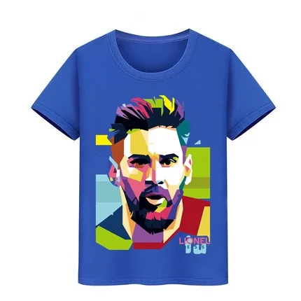 Месси футболка Барселона Дети футболки месси Для мальчиков и девочек натуральный хлопок футболки Аргентина Джерси для детей-поклонников футболки для девочек - Цвет: Синий