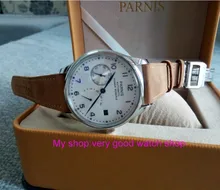 43mm PARNIS White dial power reserve Automatic Self-Wind Mechanical movement men’s watch Folding Clasp with Safety 15