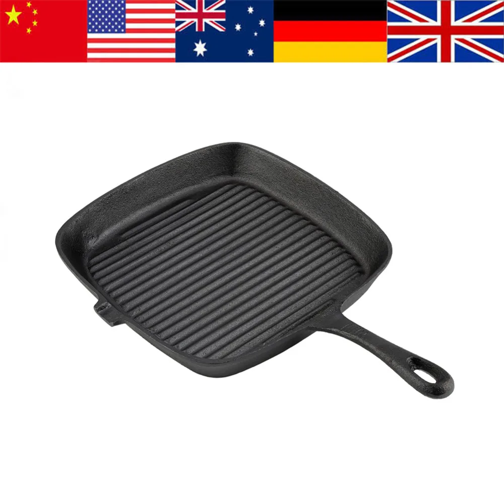 

Cast Iron Steak Frying Pan Food Meals Gas Induction Cooker Cooking Pot Kitchen Cookware Frying Pot High Quality jogo de panelas