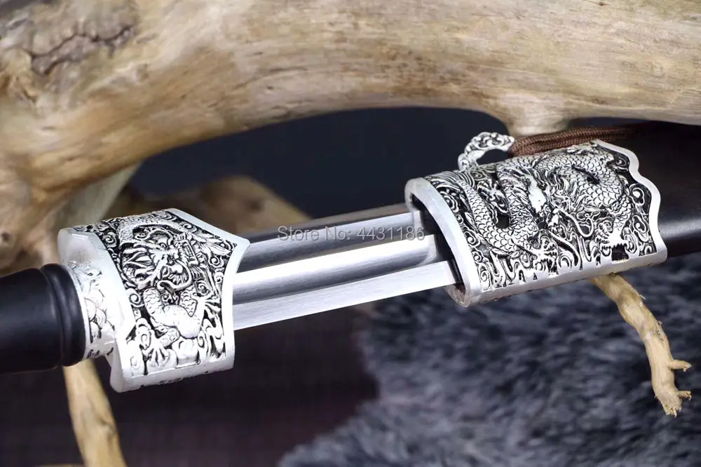 Tradition Fully Hand-made Chinese KungFu Dragon Dao Sword Damascus Steel Double Edge Sharp Han Tang Battle Jian Swords Saber