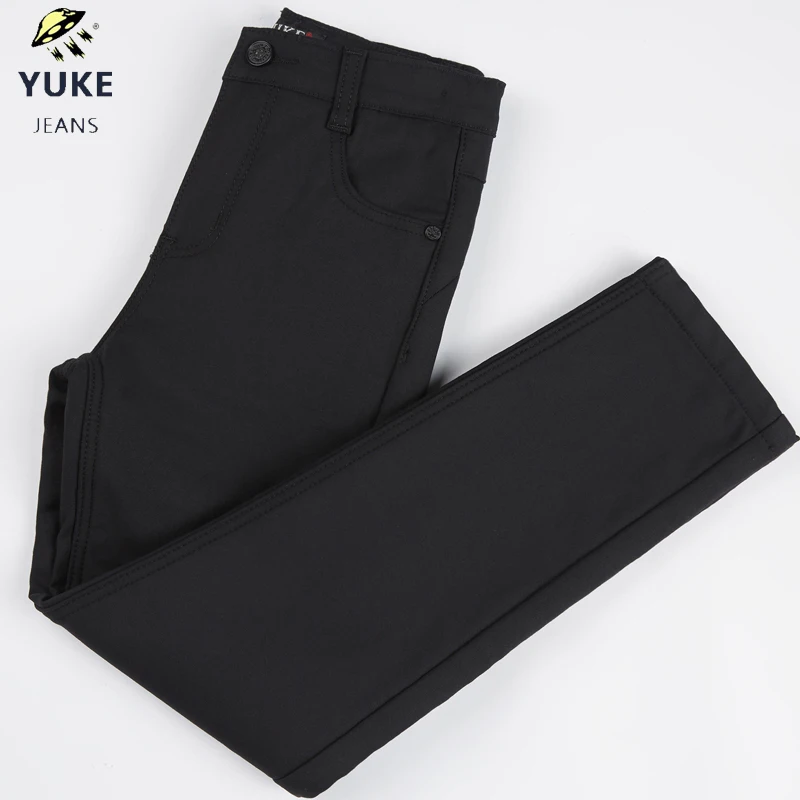 YUKE New Style Boy Student Pants Fit Elastic Casual Children's 7-12 Age Plus Thick Velvet M13656A |