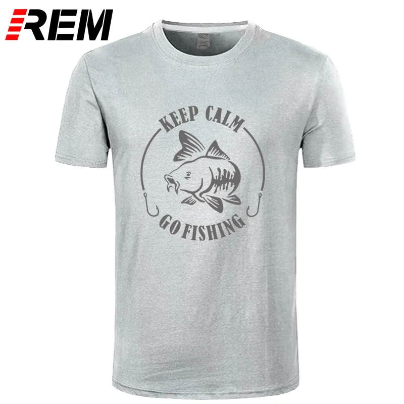 REM Keep Calm Go Fishinger футболка юмором карпом печать мужская брендовая Футболка Высокое качество хлопок o-образным вырезом короткий рукав Футболка