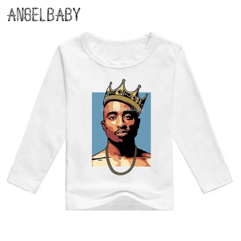 Одежда с принтом в стиле хип хоп для маленьких мальчиков и девочек Tupac 2pac детские