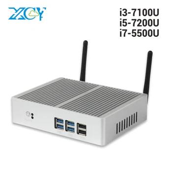 Discount Fanless Mini PC Windows 10 Core i7 i3 7100U i5 7200U 4K HD Mini Computer DDR3L 2.40GHz HTPC WiFi HDMI VGA minipc