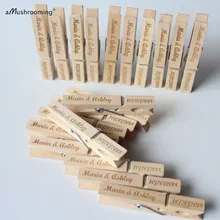 Pinzas de madera para ropa de boda rústica x50 soportes para números de mesa Vintage Clips de decoración de pared de fotos con nombre personalizado y fecha