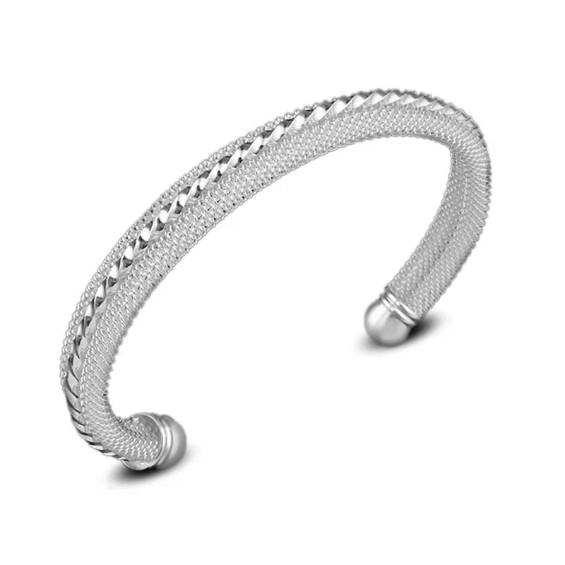 Fashion Women Females Silver Jewelry Twining Round Charm Open Adjustable Bangle Cuff Bracelet Girl Best Gifts Z03 | Украшения и