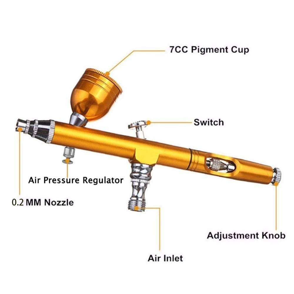Мини-распылитель краски, Аэрограф, распылитель, инструмент двойного действия, Аэрограф, пистолет-распылитель для нейл-арта, краски, тату, распылитель, распылитель, мини-аэрограф