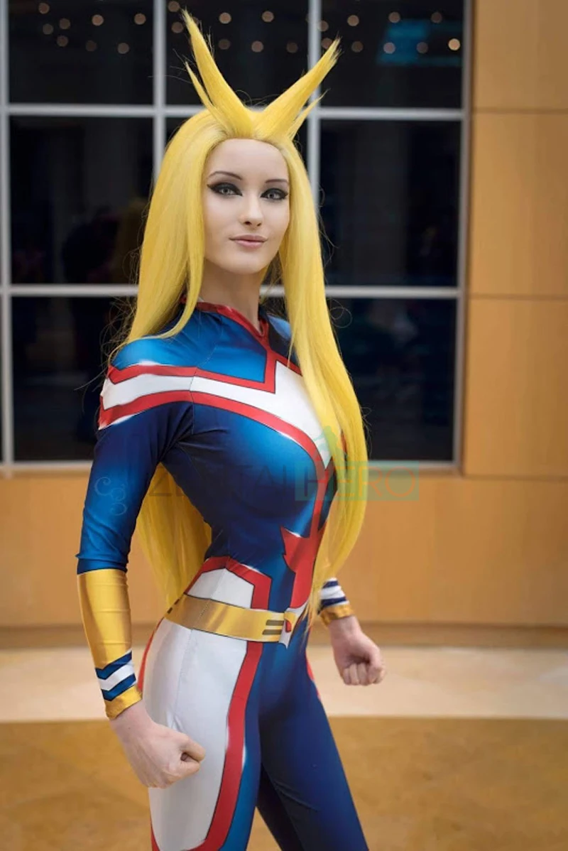 Костюмы для косплея «My Hero Academy» с 3D принтом «All Might Women», спандекс, Zentai, боди для хеллоуина, женские костюмы для девочек