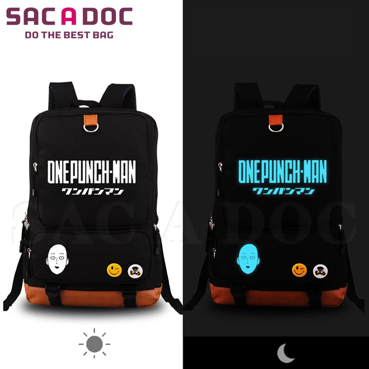 

Anime One Punch Man School Book Bag Canvas Luminous Backpack One Punch Man Printing Daily Backpack Teens Students School Bag