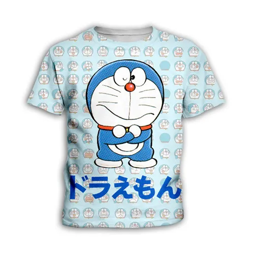 Kawaii Doraemon толстовки с капюшоном из комбинированной ткани нобита ноби 3d принт дети мультфильм Аниме Толстовка мальчик девочка дети Повседневный милый пуловер с косой молнией - Цвет: Kids  t shirts