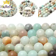 Perles en pierre d'amazonite colorées naturelles perles entretoises rondes pour la fabrication de bijoux à bricoler soi-même collier de Bracelets 15 pouces 4/6/8/10/12mm