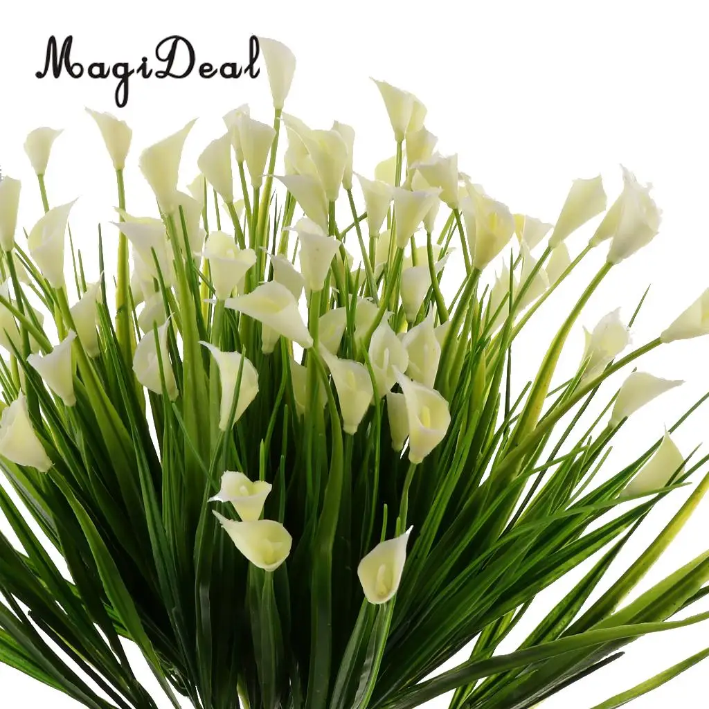 4pcs Artificial Shrubs Calla Lily Plastic Greenery Plants Flower Arrangement for Home Kitchen Dining Room Hanging Decor