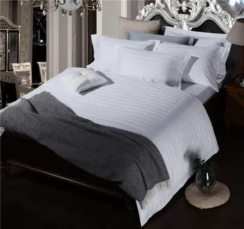 

100% Cotton hotel bedding set sateen 4pcs white duvet cover sets lines Chinese clouds jacquard bed linen satin euro double sheet