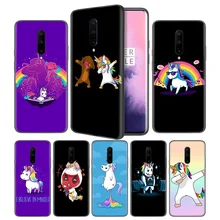UNICORN cartoon funny Horse Soft Black Silicone Case Cover for OnePlus 6 6T 7 Pro 5G Ultra-thin TPU Phone Back Protective