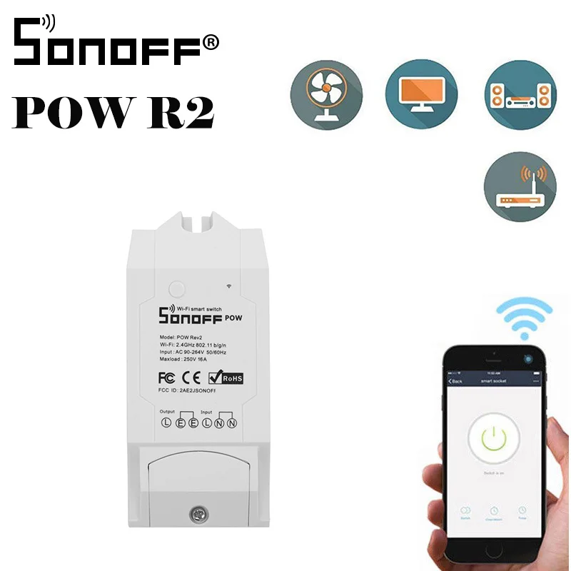 

Sonoff Pow R2 Wifi Smart Switch With Higher Accuracy Monitor Energy Usage Smart Home Power Measuring Works With Alexa Homekit