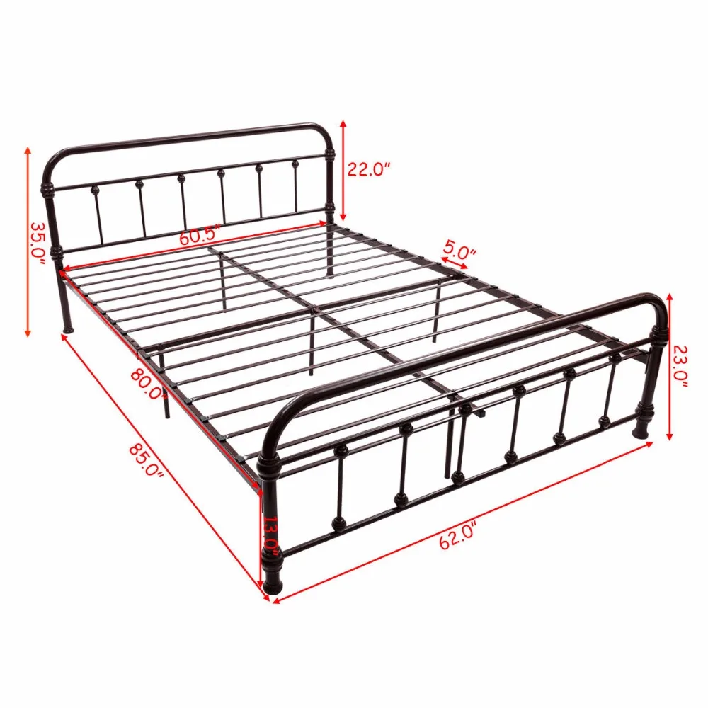 Giantex Queen Size Metal Steel Bed Frame with Stable Metal Slats Headboard Footboard Black Steel Bedroom Furniture HW57398 Giantex Queen Size Metal Steel Bed Frame with Stable Metal Slats Headboard Footboard Black Steel Bedroom Furniture HW57398