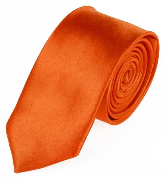 

New Mens Slim Skinny Solid Color Plain Satin Tie Necktie Orange