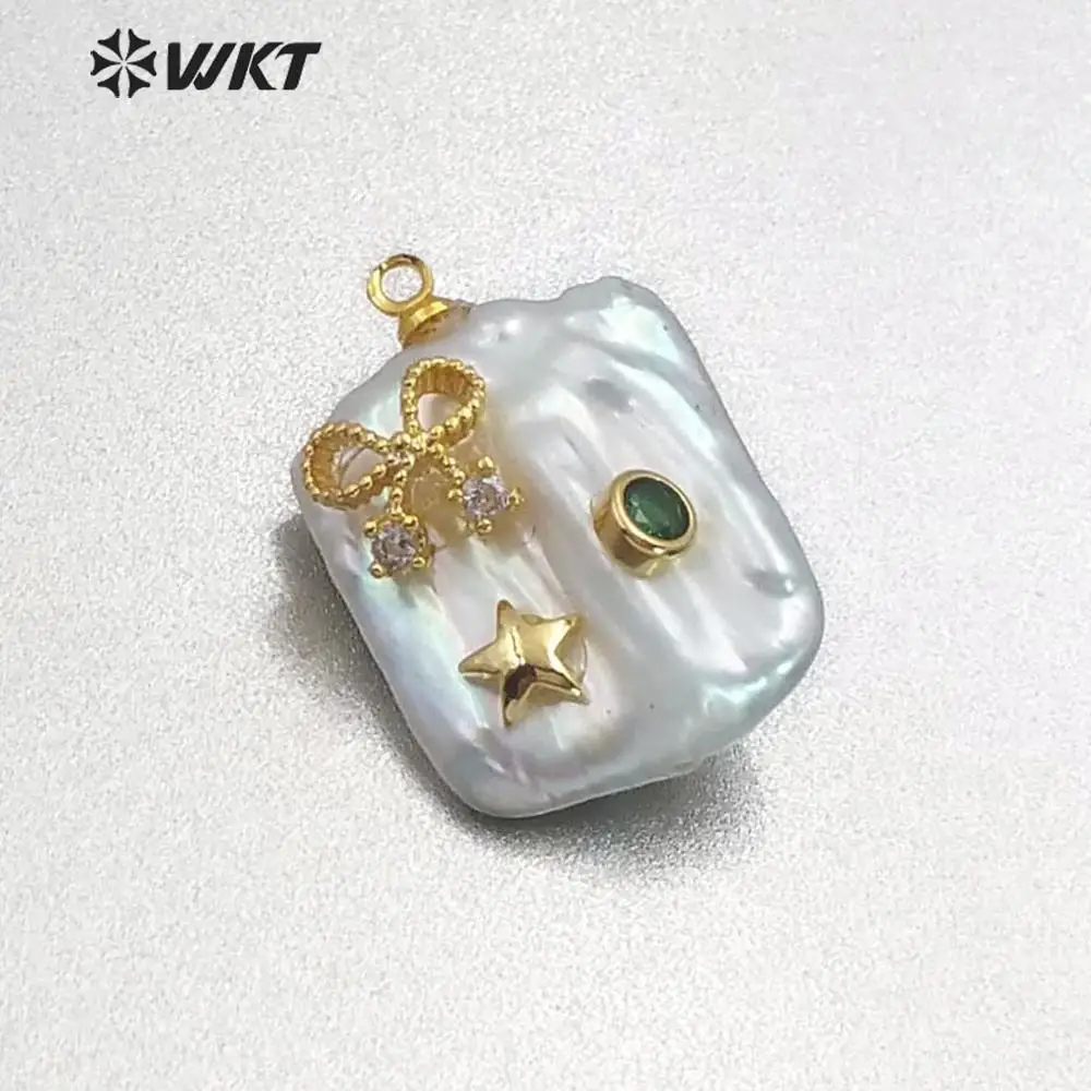WT-MP136 WKT жемчуг& Pave кубический цирконий несколько узор жемчуг с украшения cz кулон Женская мода ожерелье кулон ювелирные изделия