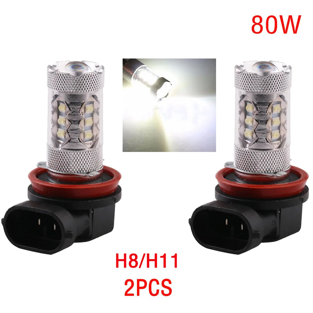 

2pcs 80W LED Light Bulb H8/H11 9006 9005 H7 H4 H3 H1 2828 SMD Super Bright 12V LED Car Headlight Fog Light DRL Lamp Bulb