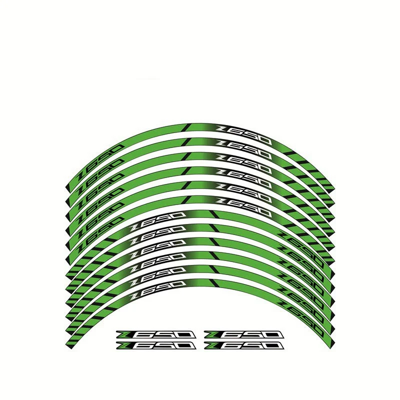 

Z650 Motorcycle Reflective Wheel Stripe Decal Rim Sticker Green Full Set For KAWASAKI