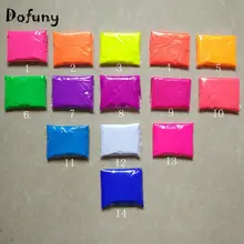 Dofuny смешанные 14 цветов, 10 г каждого цвета флуоресцентный порошковый пигмент для краски Косметическое Мыло неоновая пудра блеск для ногтей 140 г
