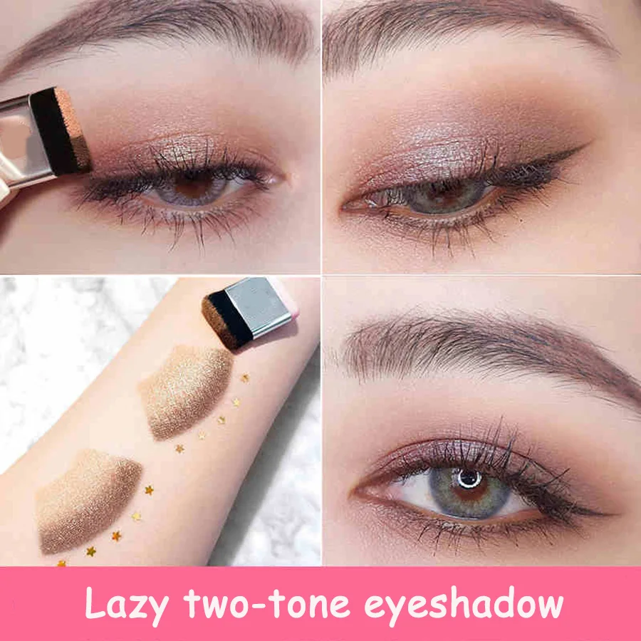 Eyes Makeup Cosmetics Magazine Lazy Eyeshadow Stamp Eye Shadow Double Color Shimmer Palette Waterproof Long Lasting Natural Nude Eyes Makeup Cosmetics Magazine Lazy Eyeshadow Stamp Eye Shadow Double Color Shimmer Palette Waterproof Long Lasting Natural Nude