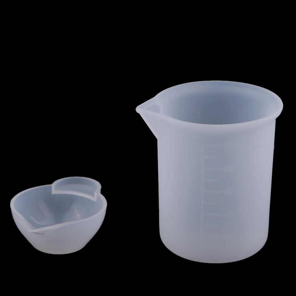 2 Silicone Cup Reusable Epoxy 100ml Resin Measuring Cups DIY Resin Glue Tool for Mixing Epoxy Resin Liquid Paint Casting Mould