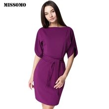 MISSOMO одежда, женское платье, сексуальное летнее однотонное платье со средним рукавом, повседневное мини-платье, торжественное платье с поясом, облегающее платье