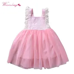 WEIXINBUY/Детские платья для девочек, детское платье на бретелях для девочек, розовое платье-пачка, бальное платье, костюм единорога, весна 2018