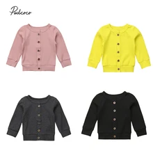 Pudcoco Детские свитера для новорожденных для маленьких девочек Кнопка Вязаные Свитера зима-осень Твердые Кардиган Твердые Топы