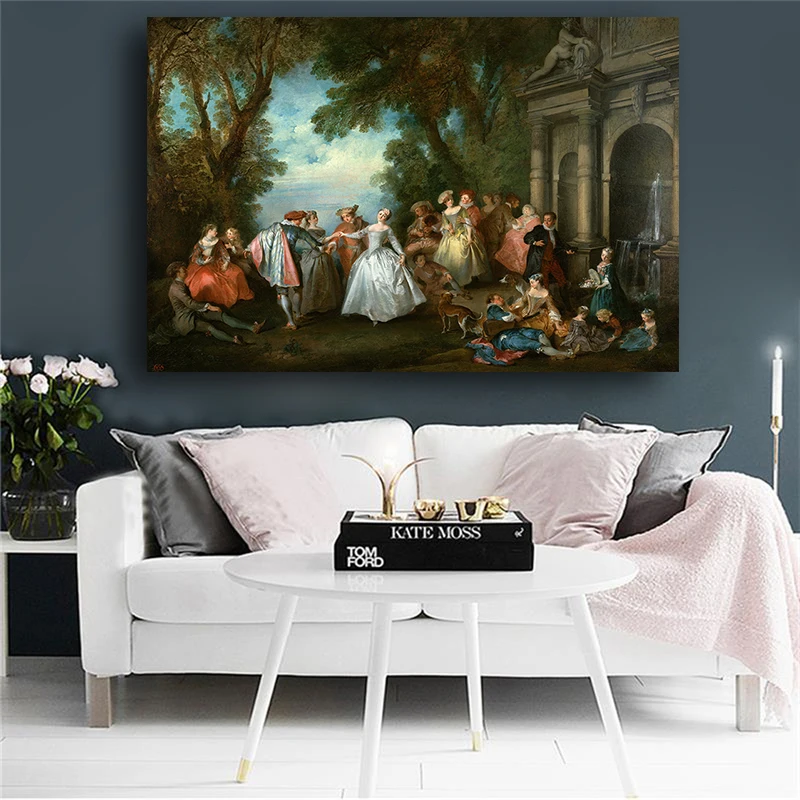 

European Party Palace Painting Oil Painting on Canvas Posters and Prints Scandinavia Pop Art Wall Picture for Living Room Decor