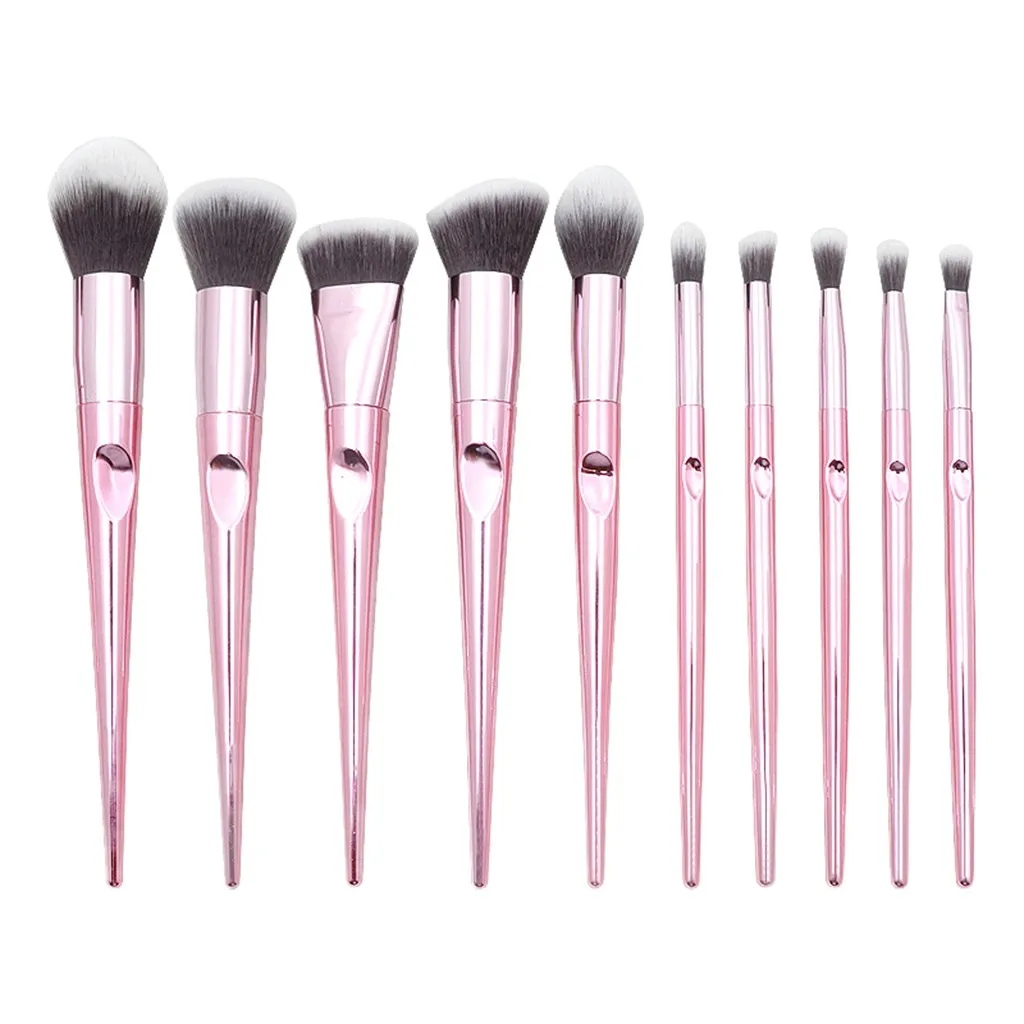 10 шт., кисти для макияжа, серия «Wet And Wild», конические кисти для макияжа, ручка для нанесения пальцев, набор косметических кистей pincel maquiagem - Handle Color: pink