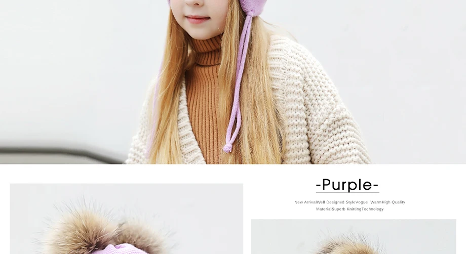 Lovely Girls Beanies Pink Heart-Shaped Rhinestones Knitted Hat With Fur Pom Pom Winter Warm And Thicken Skullies Children Cap (14)