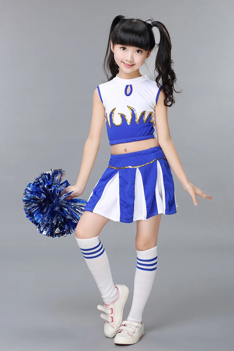 Cosplay.fm Kids Child National USA Cheerleader Cheer Costume Outfit Shirt Skirt
