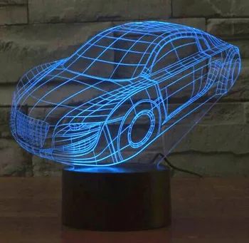 

3D Led lamp Fashion bedroom lamp creative car Acrylic engrave 3D color changing visual night light