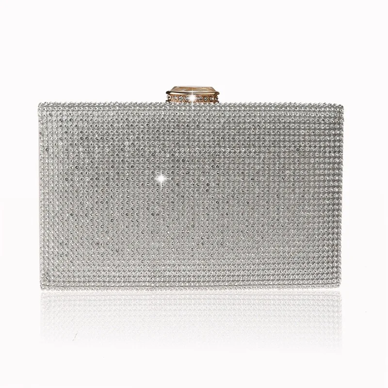 Luxy Moon Silver Glitter Box Clutch Bag Front View