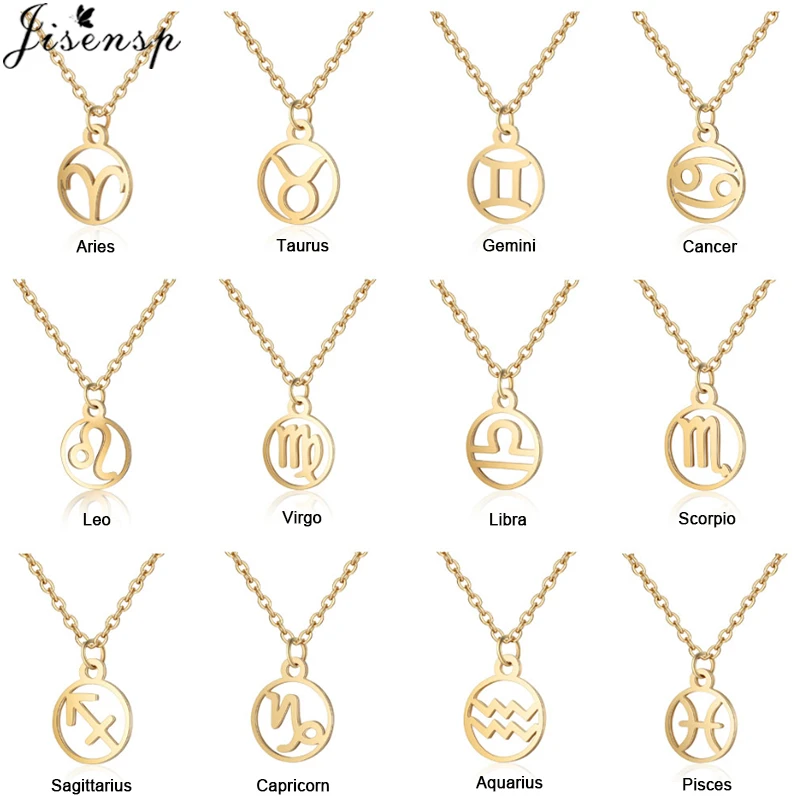 Jisensp 新ファッション 12 星座ネックレスヴィンテージ星座ペンダントネックレス女性女の子クリスマス誕生日プレゼント Pendant Necklaces Aliexpress