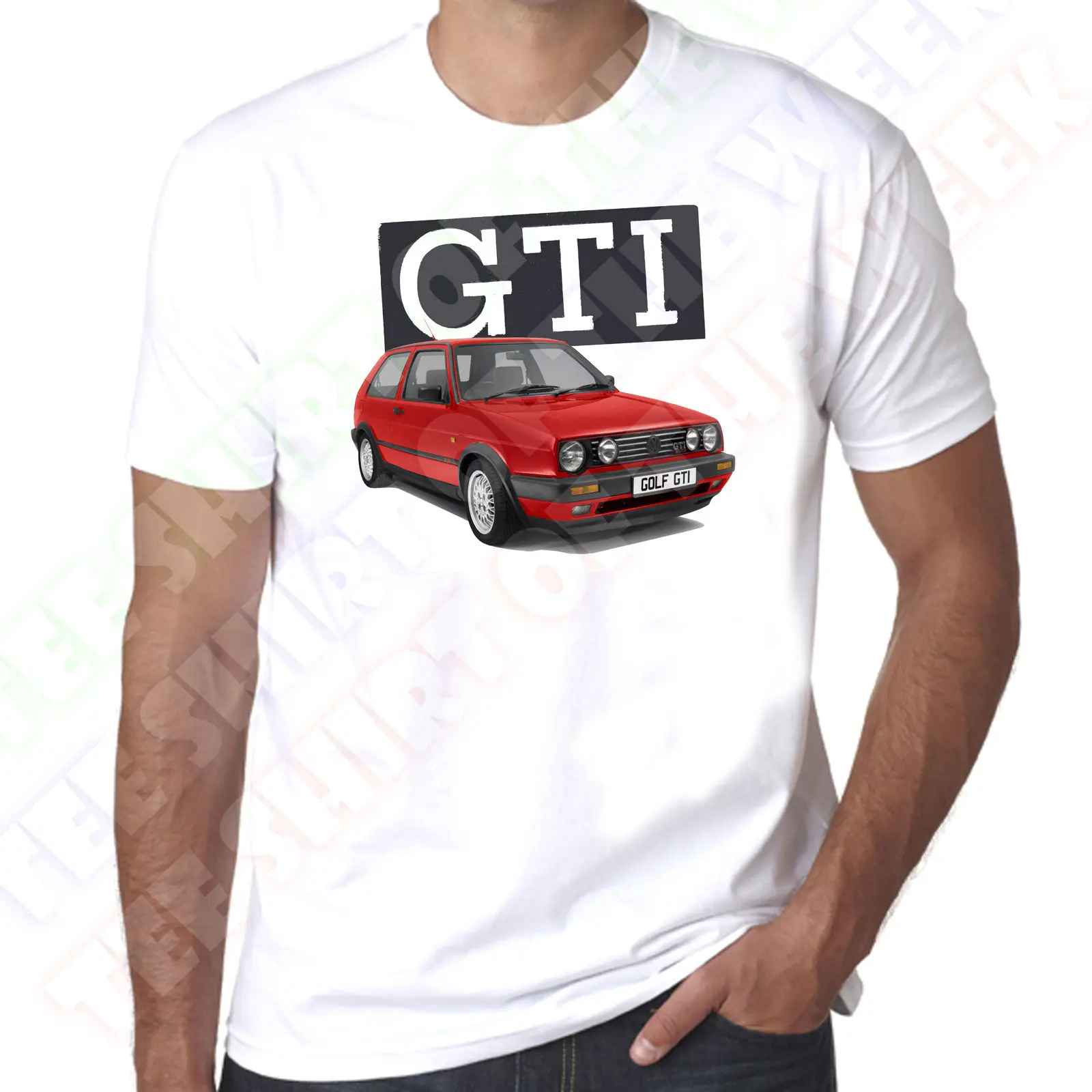 Mk2 красный Golf Gti мужские 100% хлопок Футболка-Персонализированный Номерной Знак опт