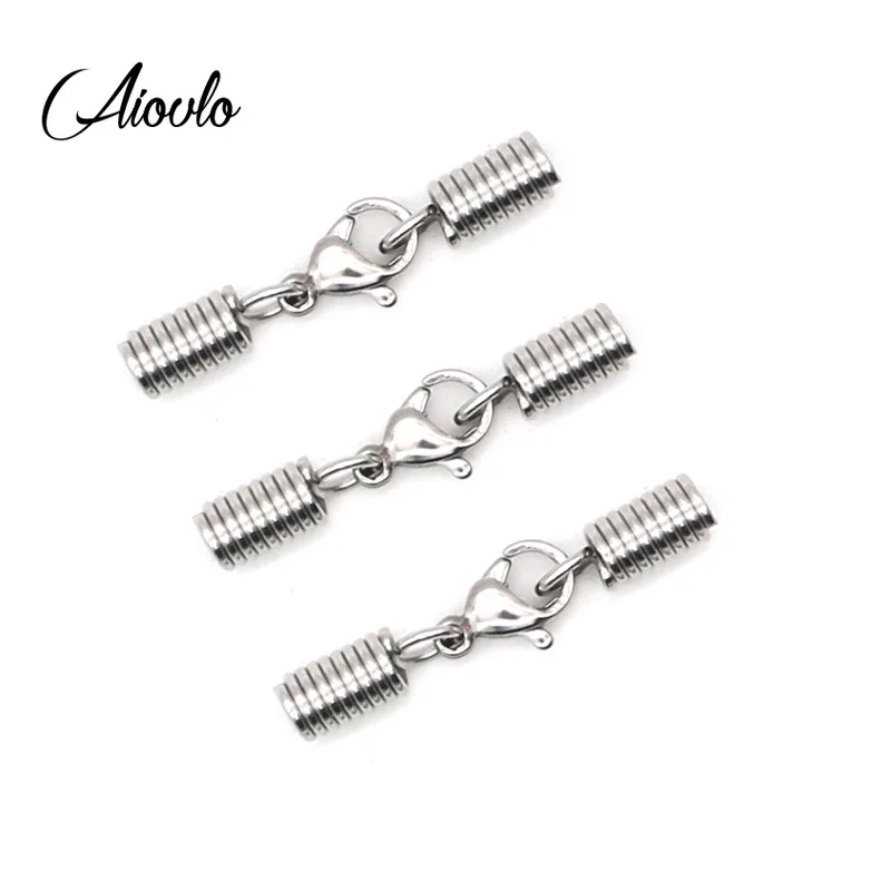 

5pcs/lot Stainless Steel Spring Leather Cord Bracelet Necklace Lobster Clasps Hooks Dia 3/4/5mm Connectors for Jewelry Making