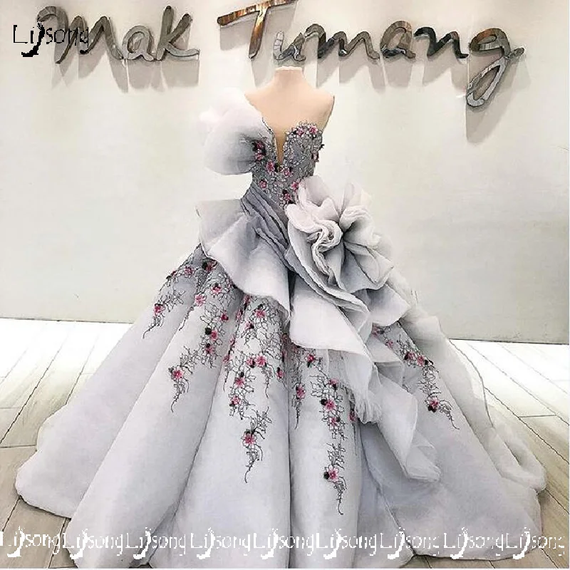 

Vestido de Festa Evening Ball Gowns Hand Made Gorgeous Dubai Pleated Puffy Formal Party Wear Maxi Gown Custom Made Organza Gown