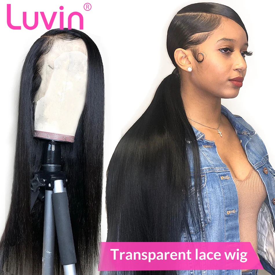 

LUVIN HD Transparent Lace Front Human Hair Wigs Brazilian Virgin Straight Glueless Full Lace Frontal Wig Pre Plucked Baby Hair