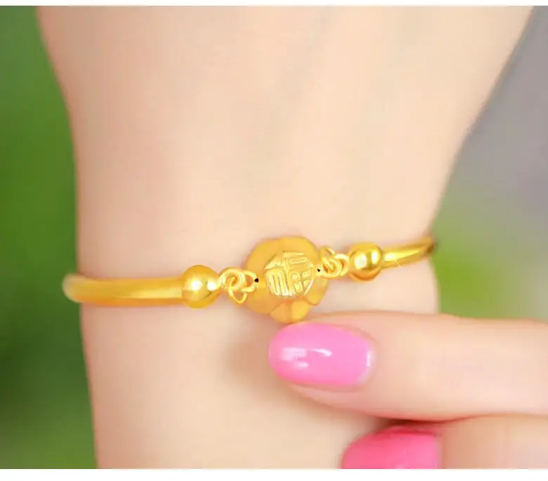QA 24K Pure Gold Bracelet Real 999 Solid Gold Bangle Solid Beautiful Rose Romantic Trendy  Classic Jewelry Hot Sell New 2