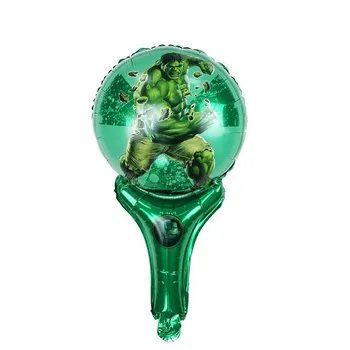 

KUAWANLE 50pcs/lot Cartoon Hulk Cheer Holding Sticks Foil Air Balloons Birthday Super Heros Avengers Party Decorations Globos