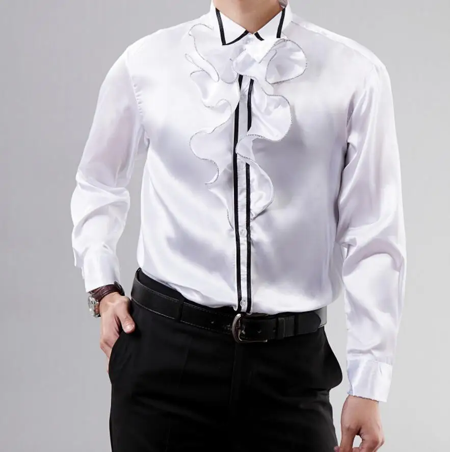 Men's clothing Free shipping Men's white long sleeved