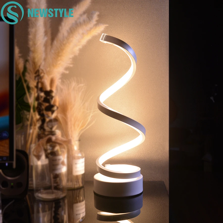 Modern 24W Curved LED Table Lamp Bedroom Reading Desk Light Bedside Study Eye Protect US/EU Plug Dimmable AC110V-220V | Лампы и