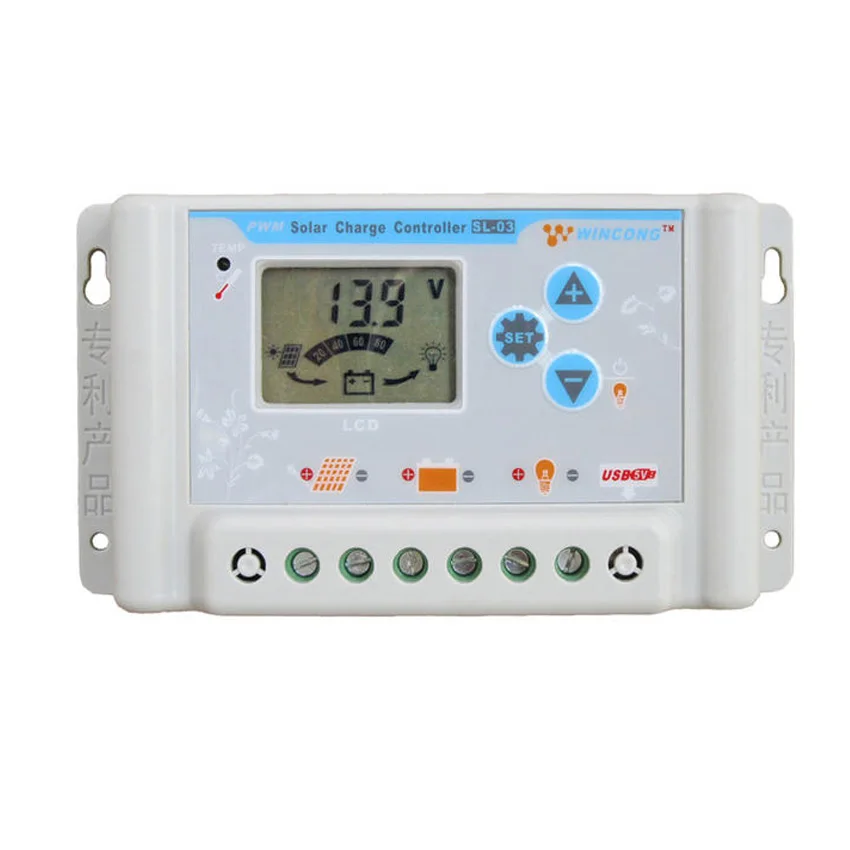 

10A 30A 36V 48V 60V wincong sl03-4810a sl03-4830a solar Charge Controllers with USB LCD Li Li-ion lithium LiFePO4 batteries