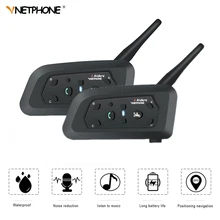 VNETPHONE, 2 комплекта V6, Bluetooth, домофон, мотоциклетный шлем, динамик, 1200 м, переговорные Мото Аксессуары, гарнитура, поддержка беспроводной Bt-s2