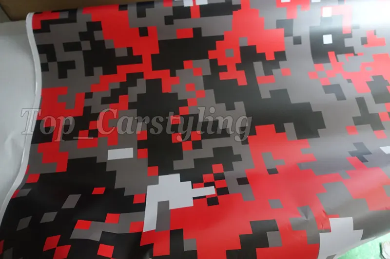 red digital camouflage vinyl car wrapping auto styling (2)