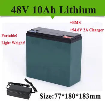 

48v 10ah lithium li ion battery pack with BMS for 500w 1000w ebike e-scooter motor Solar energy storage device +2A Charger